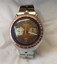 Vintage Seiko 6138-0040 Bullhead Chronograph Automatic Men's Watch Dial Brown