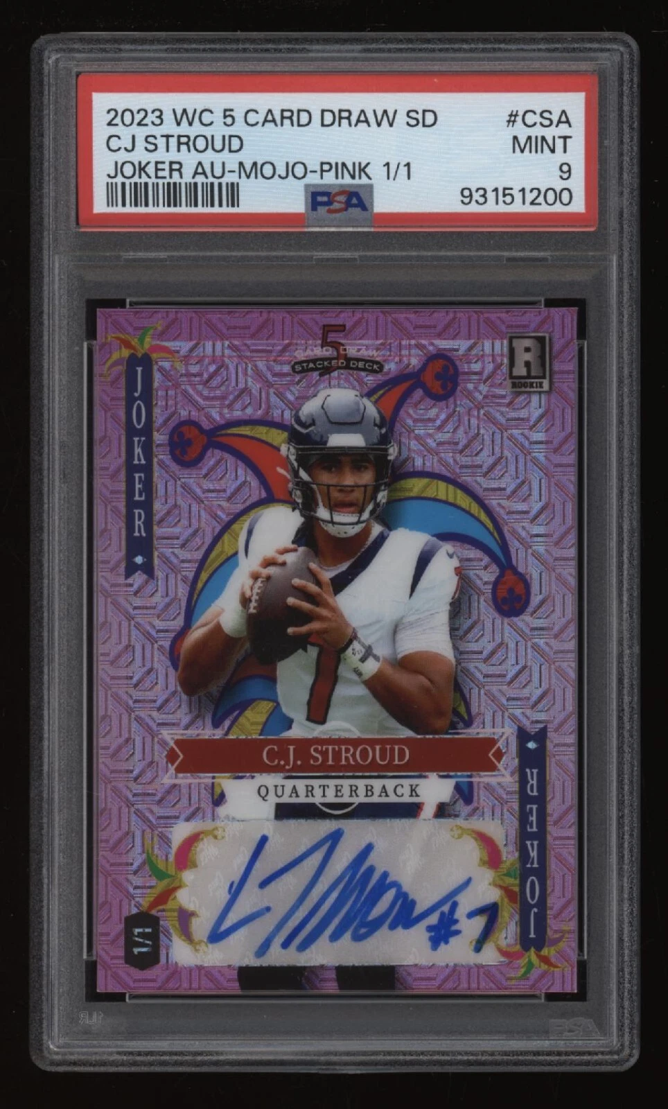 CJ Stroud Wild Card 5 Card Draw Stacked Deck Joker Autographs #CSA Mojo Foil-Pink 1/1