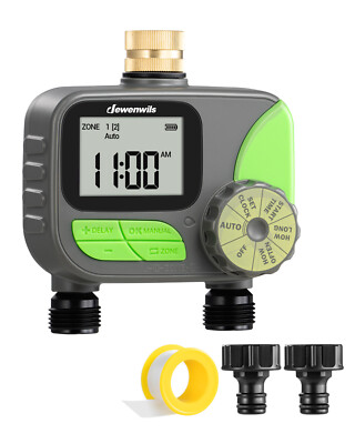 DEWENWILS Water Timer 2 Zone Sprinkler Timer with Pure Brass Inlet, Automatic