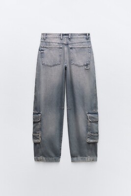 ZARA MID-RISE TRF CARGO JEANS Y2K 38サイズ ZARA NEW WOMAN MID RISE TRF CARGO JEANS BELT LOOPS PANT BLUE