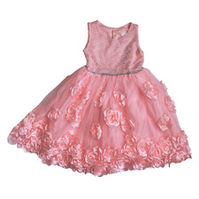 Pink Lace  Flowers Dress Girls Size 5 Dressy Holiday Kids Wedding Pageant