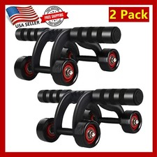 2 Pack 4-Wheel Ab Roller Abdominal Exercise Roller Core Workout Sport Fitness