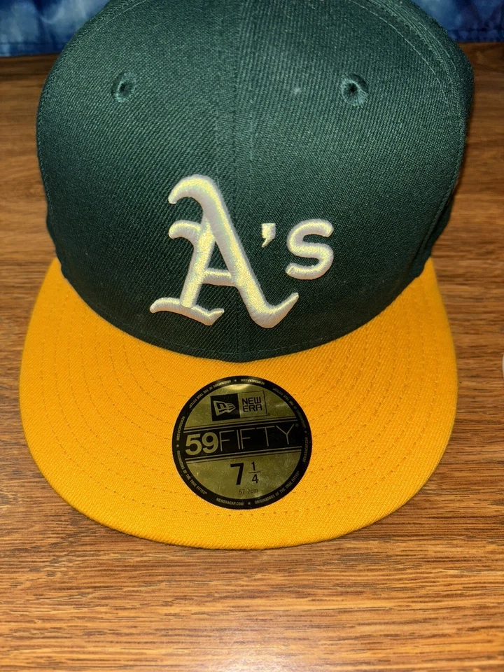 Oakland A's Large(7 3/8”) Green and Yellow Baseball Hat - Image 4 of 4