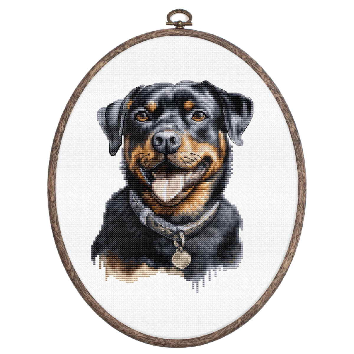 Luca-S counted cross stitch kit with hoop ""Rottweiler"", 13x17cm, DIY