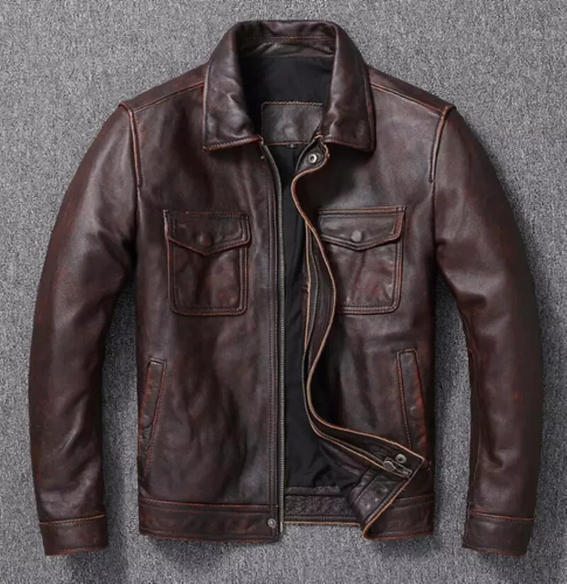Men's Cafe Racer Brown Real Leather Jacket - The Leatherist