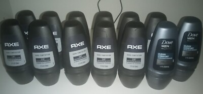 Axe Dark Temptation & Dove Clean Comfort Roll On Deodorants Travel Size X13