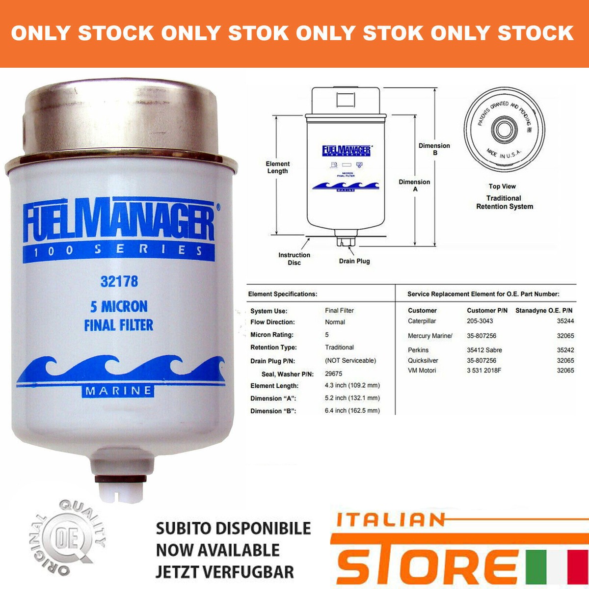 マイ FOR CATERPILLAR MERCURY VM MARINE FUEL FILTER FUEL MANAGER 100