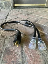 2 ft, 2 Outlet Extension Cord LOT of 5.  Adapter w/ W Splitter, 20 Amp Grounded