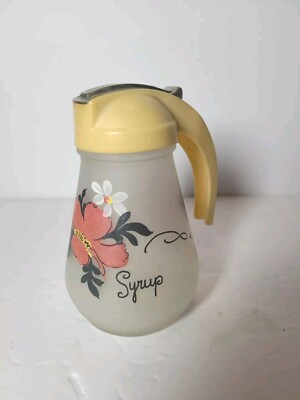 Vintage Hazel Atlas Waffle Syrup Dispenser Poppy Flower