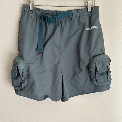 Rhuigi x Zara Shorts Mens Medium Blue Green Cargo Utility Bermuda Rare 