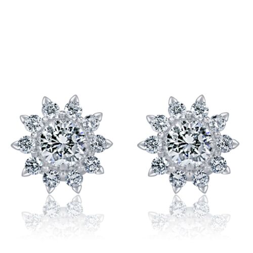 Boucles d'oreilles clous diamant taille brillant ronds cultivés en laboratoire or 14 carats 1 carat - Photo 7 sur 11