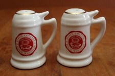 Vintage Set of Ripon College Ceramic Salt and Pepper Shakers Small Beer Steins