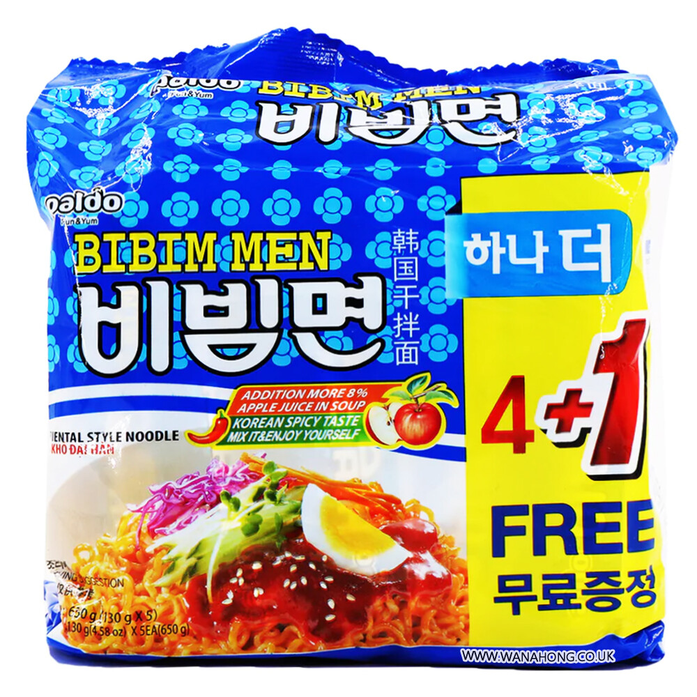 Paldo BiBim Myun - Ramen agitado dulce y picante coreano 130 g (Paquete de 5)
