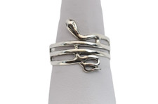 Snake Serpent Wrap Around Ring 925 Sterling Silver Band Sizes 6, 7, 10