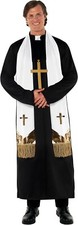Men s Priest Costume Adult Vicar Minister Exorcist Robe Sash Collar Halloween
