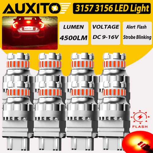 AUXITO Red 3156/3157/4157/4057 LED Light Bulbs Brake Turn Signal Tail Park Lamps - Foto 15 di 16