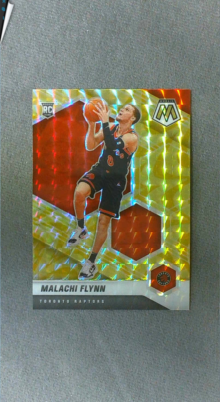 2020-21 Panini Mosaic Yellow Reactive Prizm #236 Malachi Flynn RC Raptors