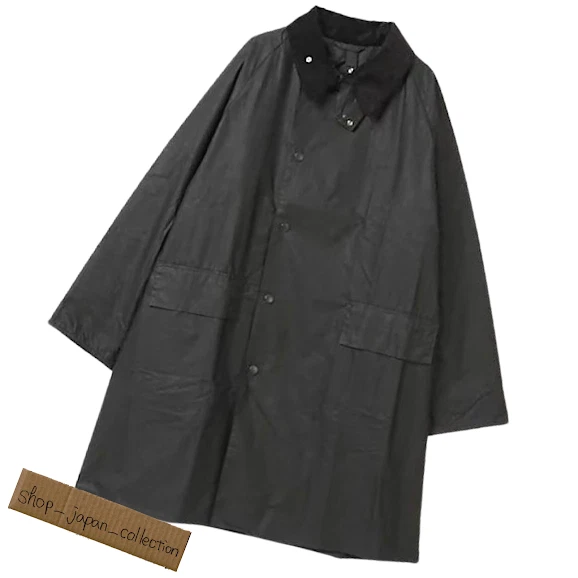 Kaptain Sunshine Barbour 3/4 length Stand Collar Traveller Coat Black C34 L92cm