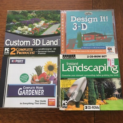 Landscaping CD-ROM lot Custom 3D Land, Instant Landscaping, Home Gardener