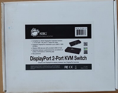 SIIG DisplayPort 2-Port KVM Switch 2 x 1 USB 02-1530A