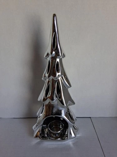 Yankee Candle Silver Ceramic Christmas Tree Tea Light Candle Luminary video thumbnail