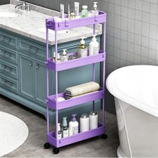 Slim Storage Cart 3 Tier,Bathroom Organizer Rolling Utility,Mobile Shelving U...