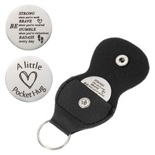 Pocket Hug Token with Leather Keychain, Be Strong When You're Weak
