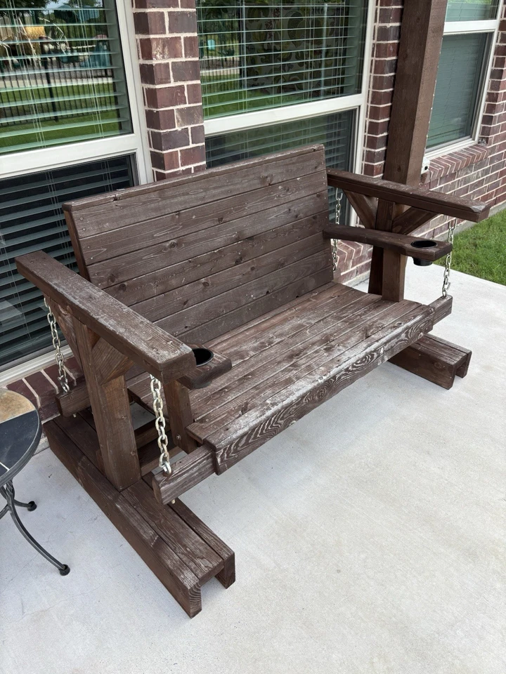 Silla columpia grande de madera para porche muebles de exterior Foto 3 de 3