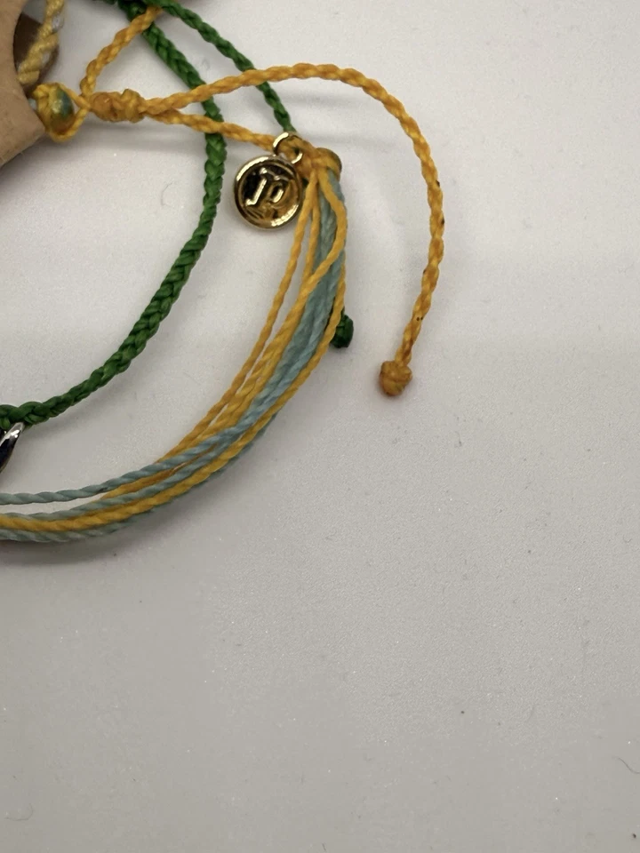 Juego de 3 brazaletes Pura Vida con dijes - perezoso, verde, azul, amarillo ajuste deslizante Foto 4 de 4