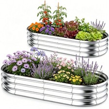 2 Pack Galvanized Raised Garden Bed, Metal Ov...