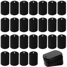 25Pcs Metal Stamping Blanks, Aluminum Blank Dog Tags Black Metal Tags for Las...