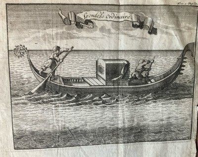 Antique Original Circa 1760 Small Gondolier Print Venice Italy Canals Gondolas