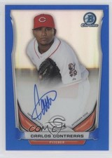 2014 Bowman Chrome Prospect Blue Refractor 43/150 Carlos Contreras Auto 0f8