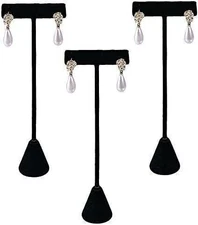 888 Display USA - 3 White Leatherette Earring T Stand Showcase Displays...