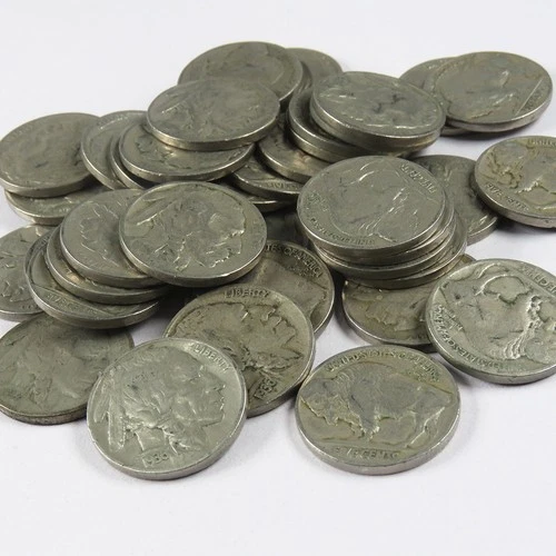 Roll of 40 - 1913 to 1938 5c Buffalo Nickel Full Date Average Circulated