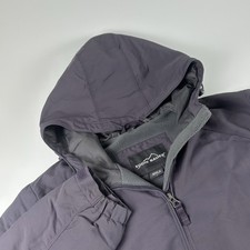 Eddie Bauer WMNS SZ L Plum Purple Lightweight Fleece Hooded Zip Jacket Therma