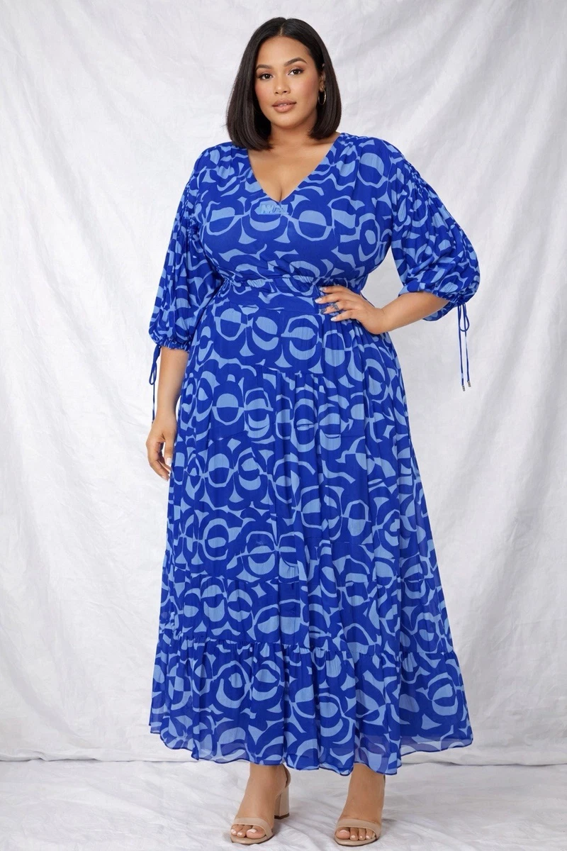 Chiffon 3/4 Sleeve Plus Size Maxi Dresses for Women for sale | eBay