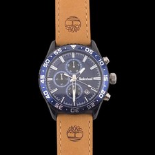 Timberland Men's TBL SMU Blue Dial Tan Leather Strap Chronograph Watch