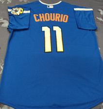 Jackson Chourio 11 MIL Brewers City Connect Blue Cool Base Sewn Stitched Jersey