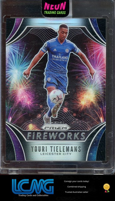 2020-21 Panini Prizm Premier League #9 Youri Tielemans Fireworks Black #/1 A3P