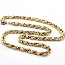 Vintage 1980s Gold Tone 5mm Rope Chain Necklace 16 Inch Korea Marked Clasp