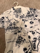 Vintage 1970s Helena's Boys Cabana Set - Size 8 - Hawaiian Islands Map Print