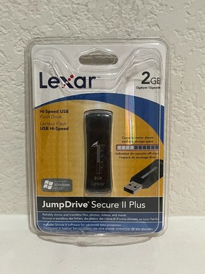 New Sealed Lexar JumpDrive Secure II Plus 2GB USB Flash Drive Windows Vista XP