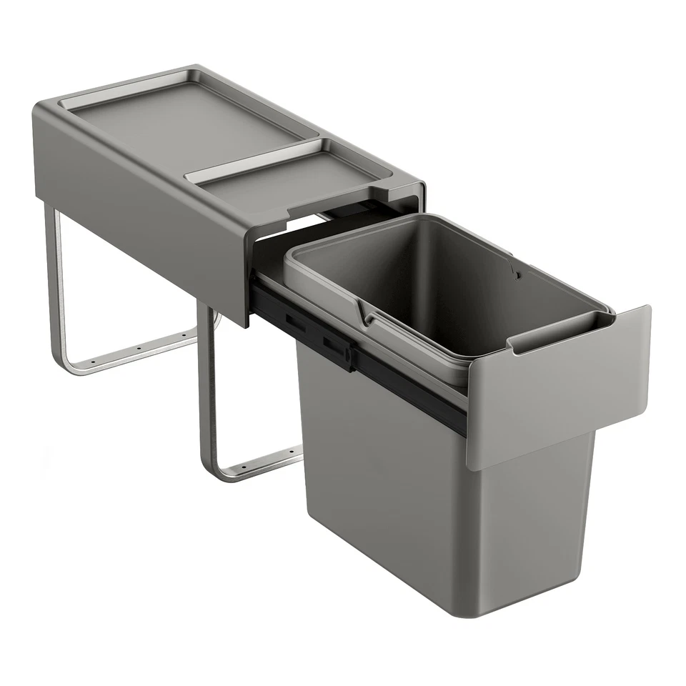 B-Ware SVITA EM22 Einbaumülleimer 22 L 1 Fach mit Deckel Abfalleimer Grau