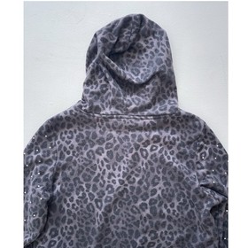 Victoria's Secret PINK Dark Gray Leopard Print Rhinestone Hoodie / Sz XL / Bling