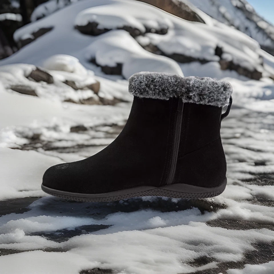 SoftWalk Helena загрузки в черной замше размер 8 серый искусственного меха отделки совершенно новый так мягкий! - Изображение 3 из 4