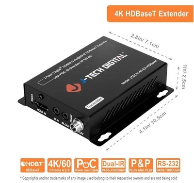 J-Tech Digital 4K HDMI Extender  J-Tech-4K-EX-HDBaset