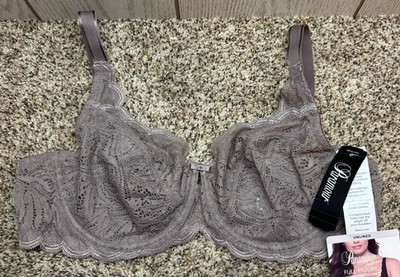 Paramour Peridot Unlined Lace Bra. Mink. Size: 40C.