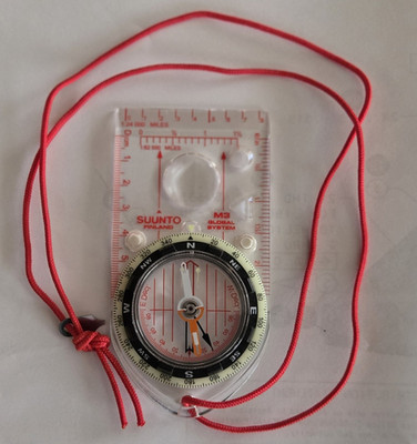 Suunto M3 Global System Baseplate Compass w/ Declination Adjustment, Red Lanyard