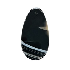 Sardonyx Focal Pendant Bead  Black, White  60x33x6mm  1 Bead 